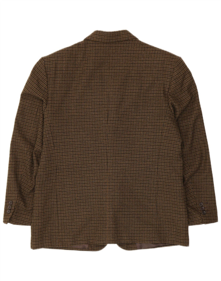 Jaqueta blazer masculina PETRELLI IT 51 grande cáqui houndstooth lã virgem