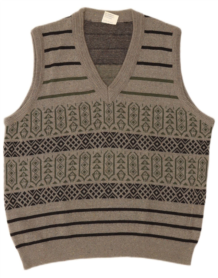 Colete masculino vintage regata grande algodão geométrico cinza