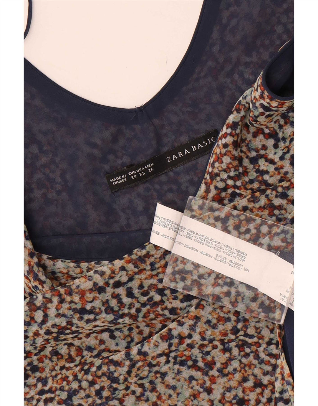 Zara Womens Cami Top UK 6 XS Poliéster manchado multicolorido