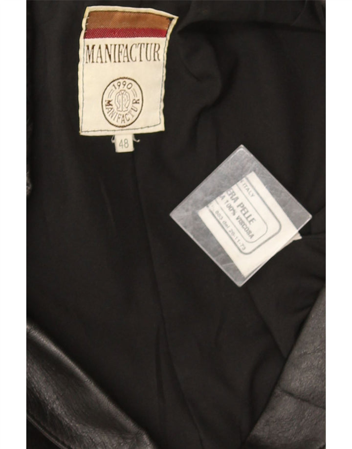 Jaqueta blazer masculina vintage de couro com 3 botões IT 48 couro preto médio