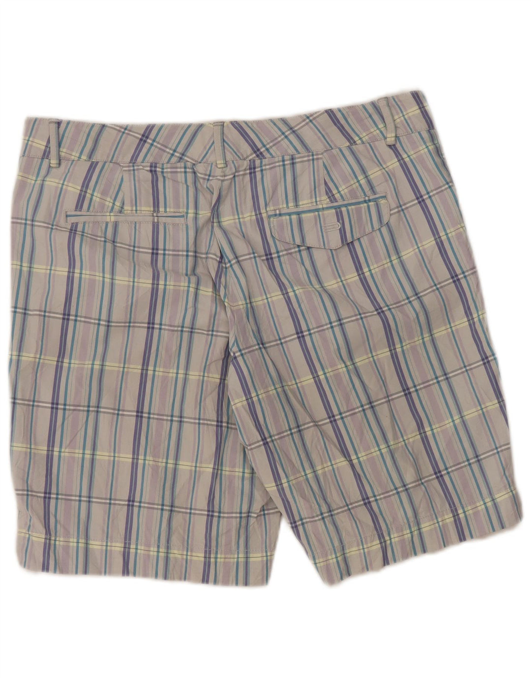 DOCKERS Shorts feminino casual US 8 médio W34 cinza xadrez algodão