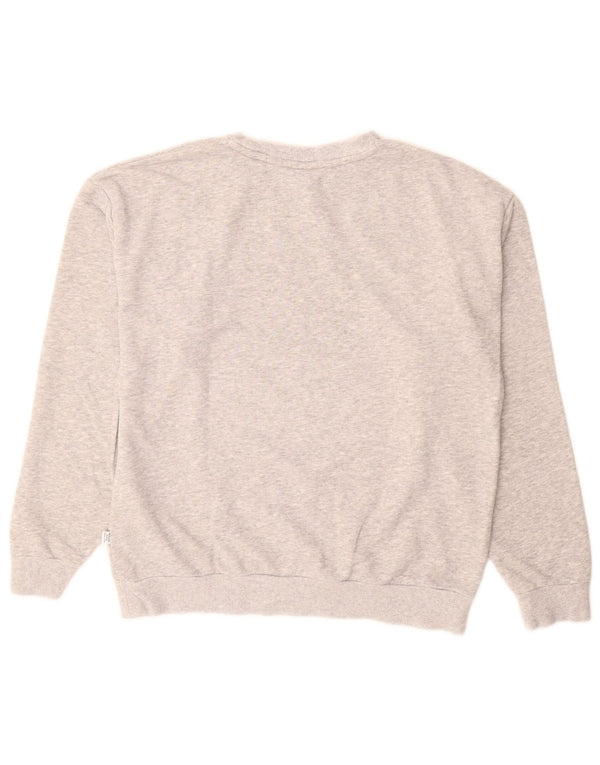Puma moletom feminino gráfico jumper UK 12 algodão manchado cinza médio