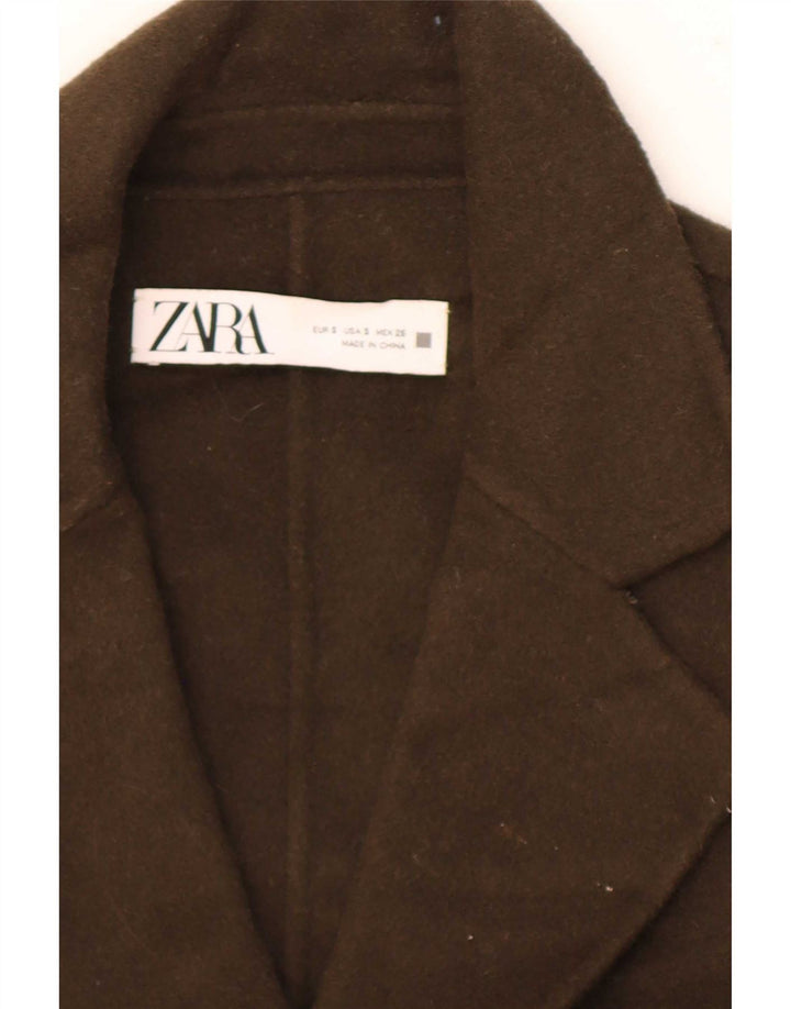 Zara Jaqueta blazer feminina oversized com peito duplo Reino Unido 10 pequena lã cáqui