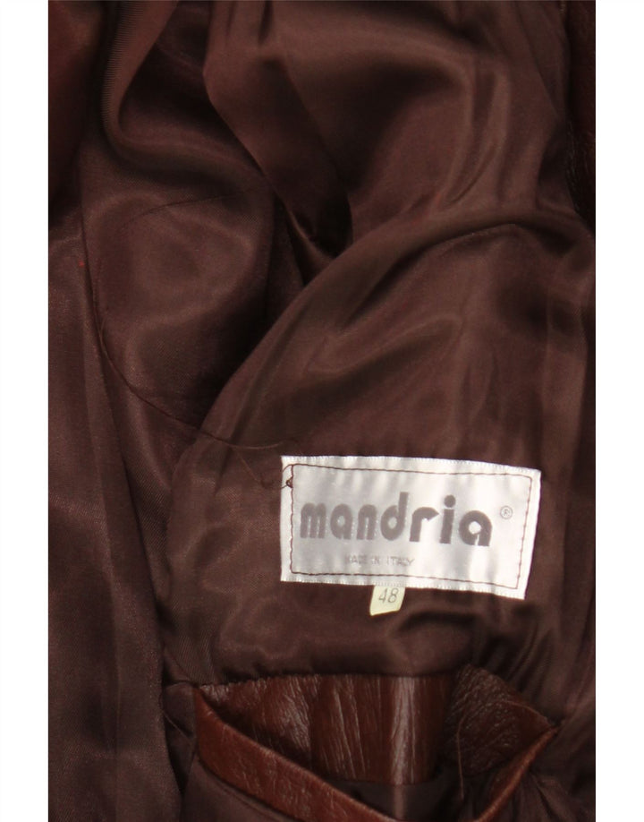 Casaco de couro masculino vintage IT 48 marrom médio
