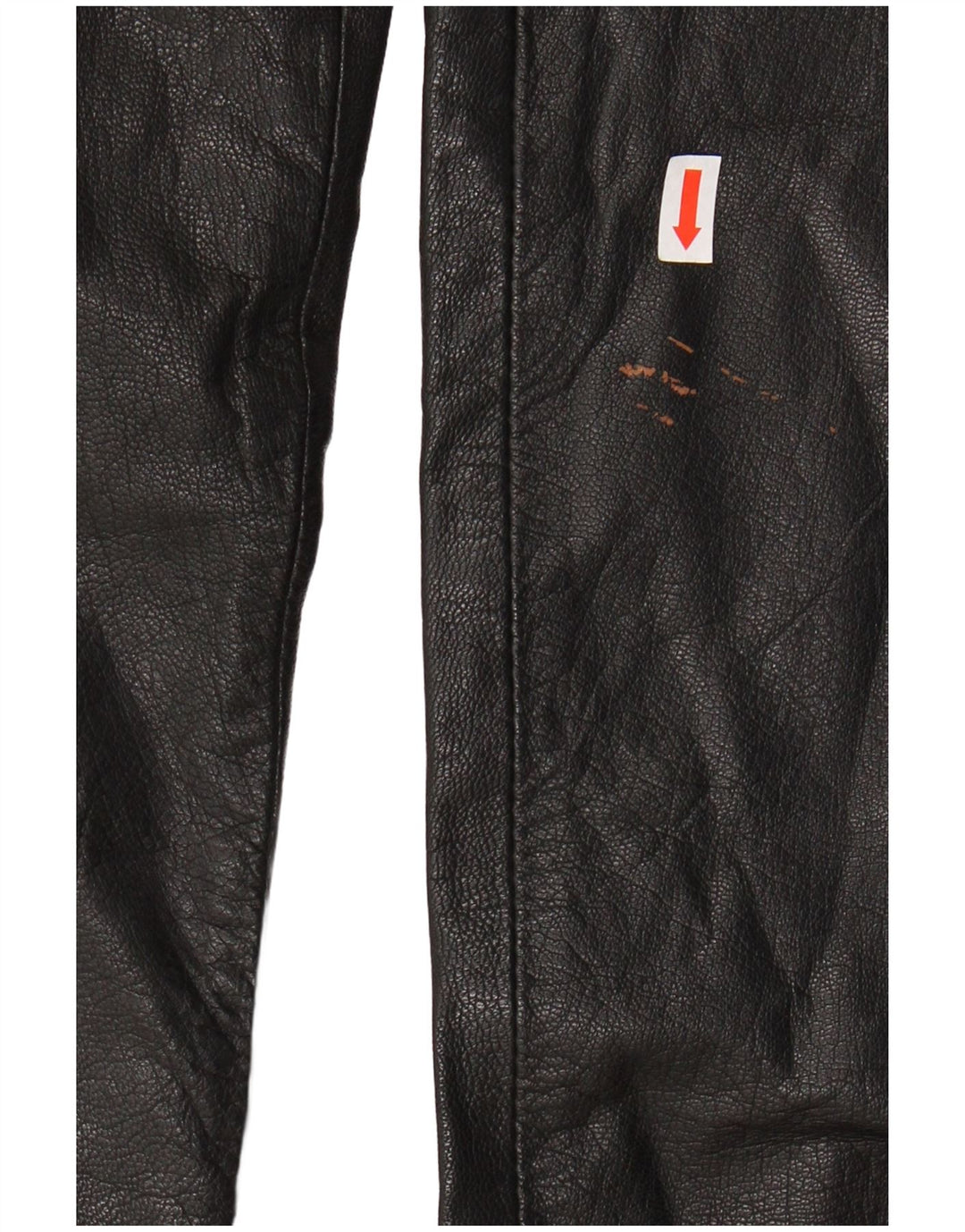 Calça feminina de couro reta ESPRIT Reino Unido 12 médio W26 L31 couro preto