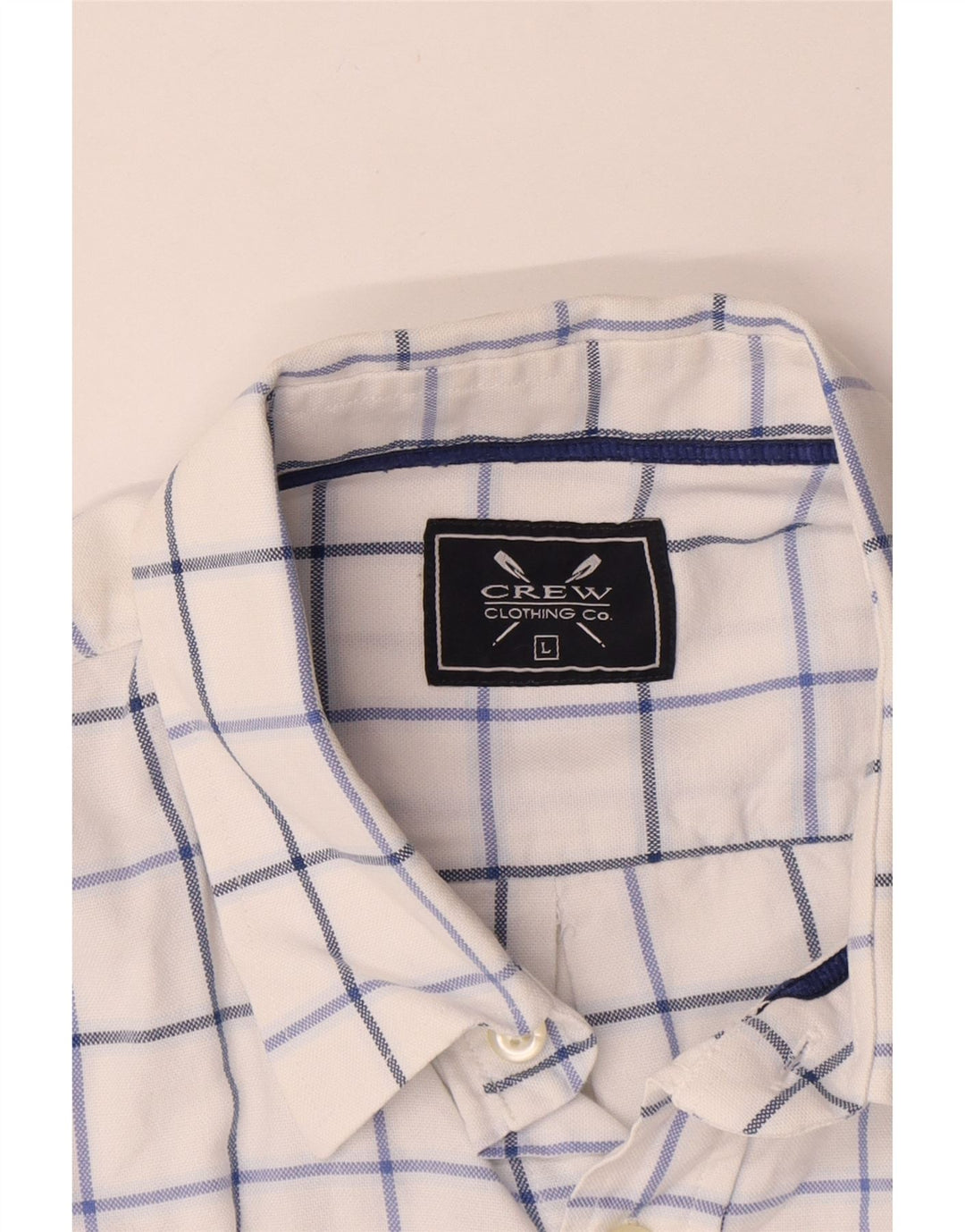 Crew Clothing Camisa masculina grande de algodão xadrez branco