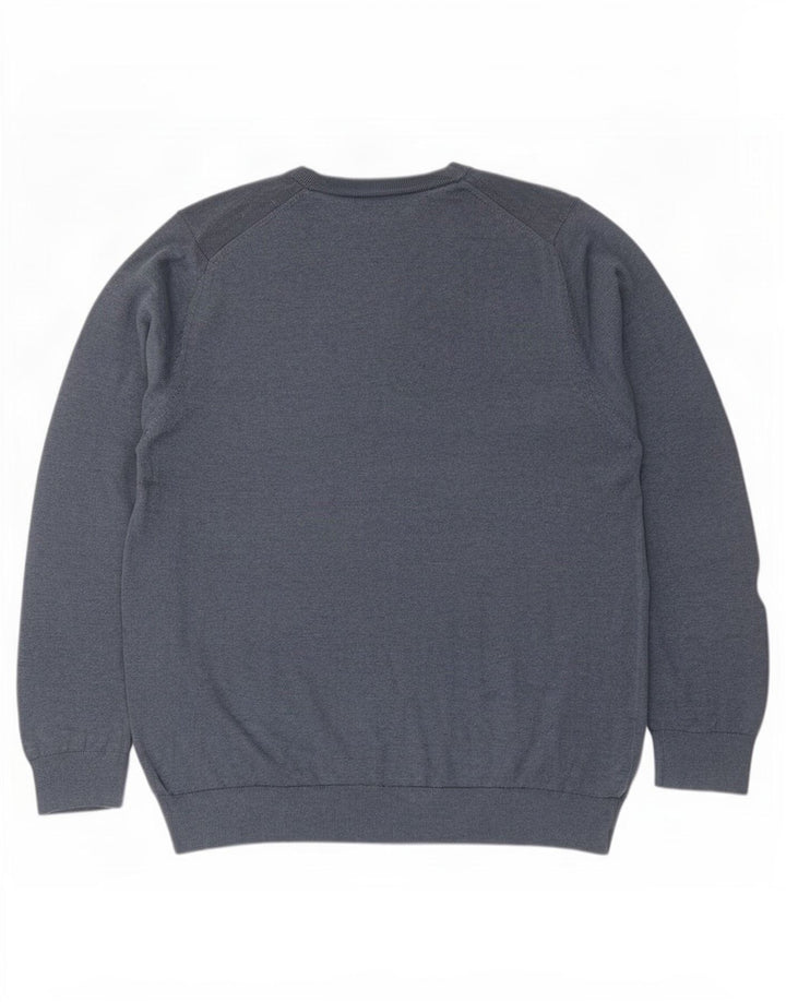 Suéter masculino Marks & Spencer com decote em V 2XL algodão azul