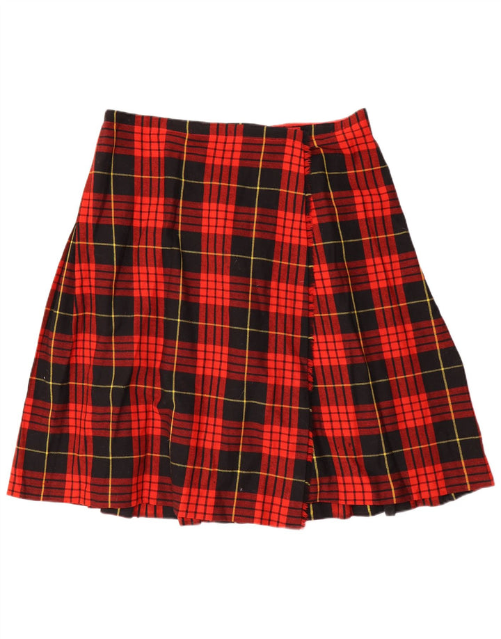 Saia feminina vintage W36 XL lã xadrez vermelha