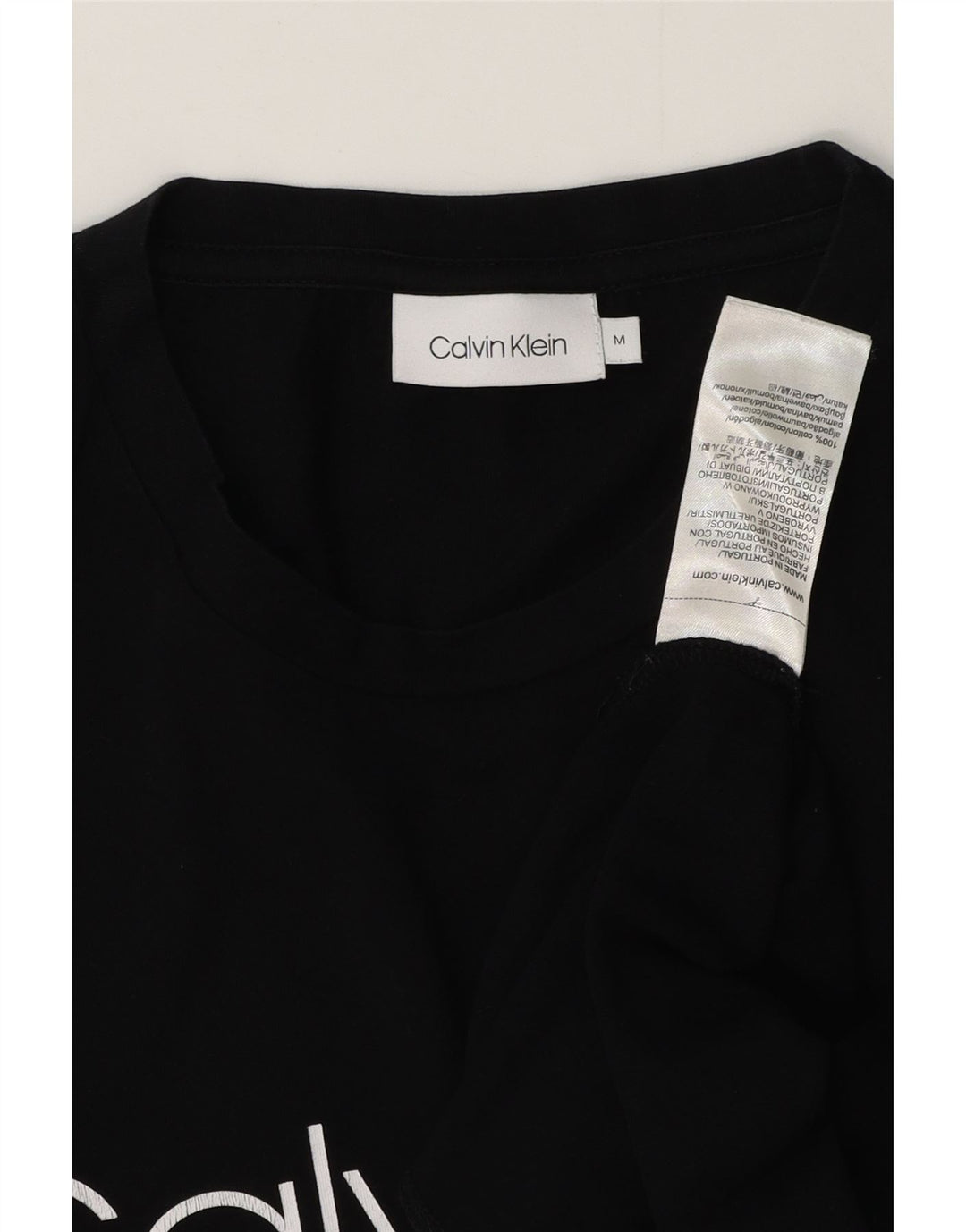 CALVIN KLEIN Camiseta masculina gráfica Top médio algodão preto
