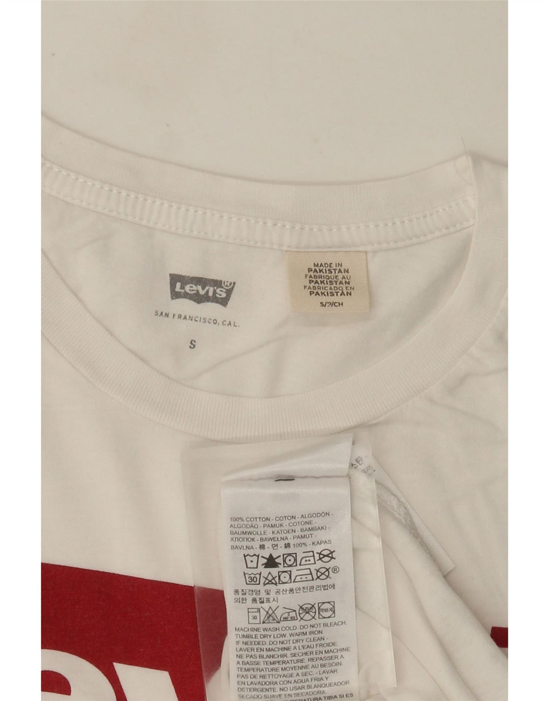 Camiseta feminina gráfica Levi's Top UK 10 pequeno algodão branco