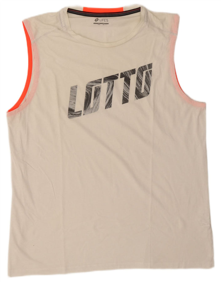 Lotto Mens Graphic Vest Top 2XL Algodão Branco