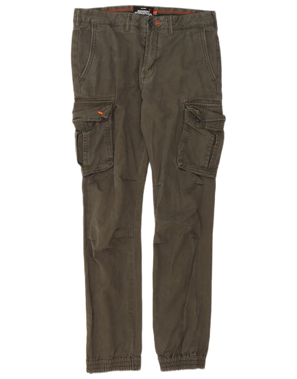 Calça cargo masculina Superdry Slim Joggers W32 L32 algodão cáqui