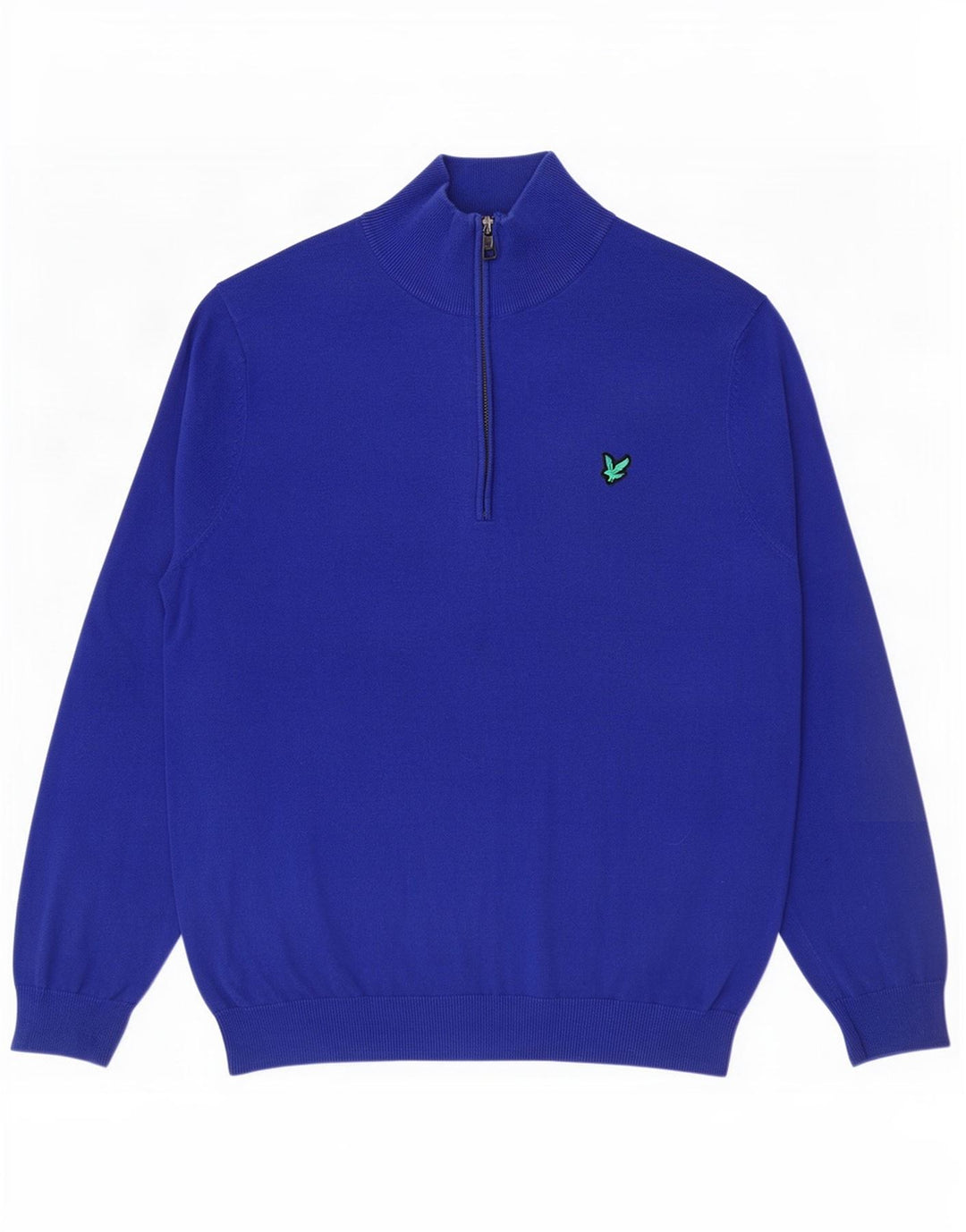 Suéter masculino Lyle & Scott com zíper e gola alta de algodão azul