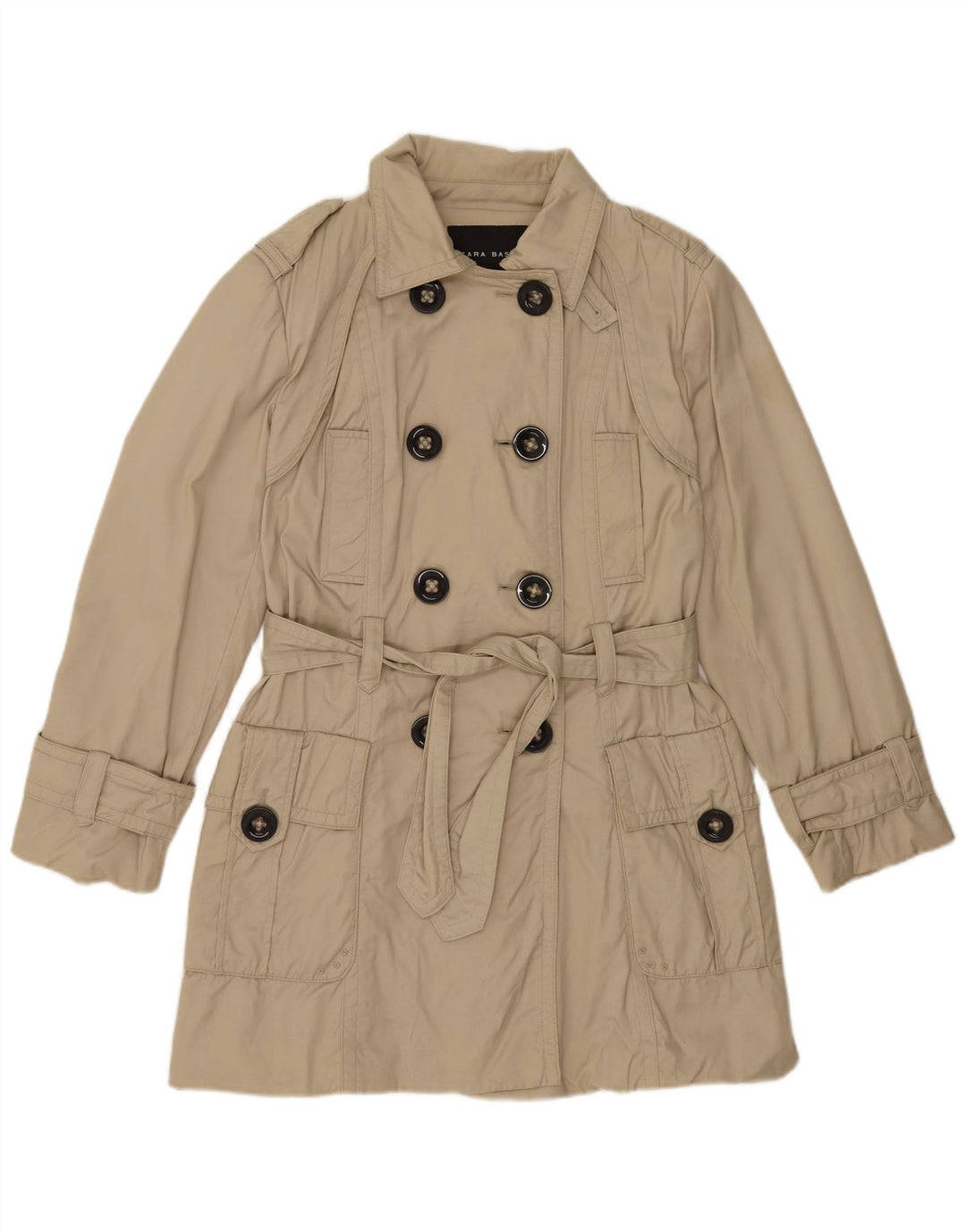 Zara Womens Trench Coat UK 16 Grande Bege Nylon