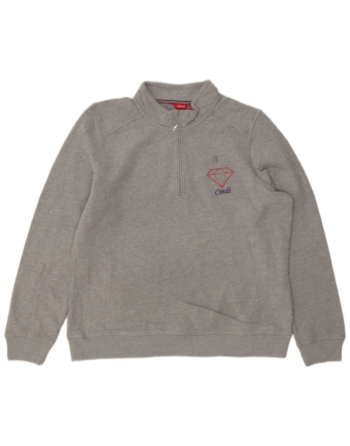 IZOD moletom masculino com zíper e gola 2XL algodão cinza