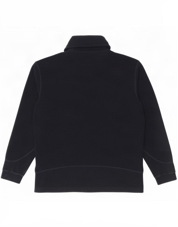 Jumper de lã masculino com zíper e gola grande poliéster azul marinho