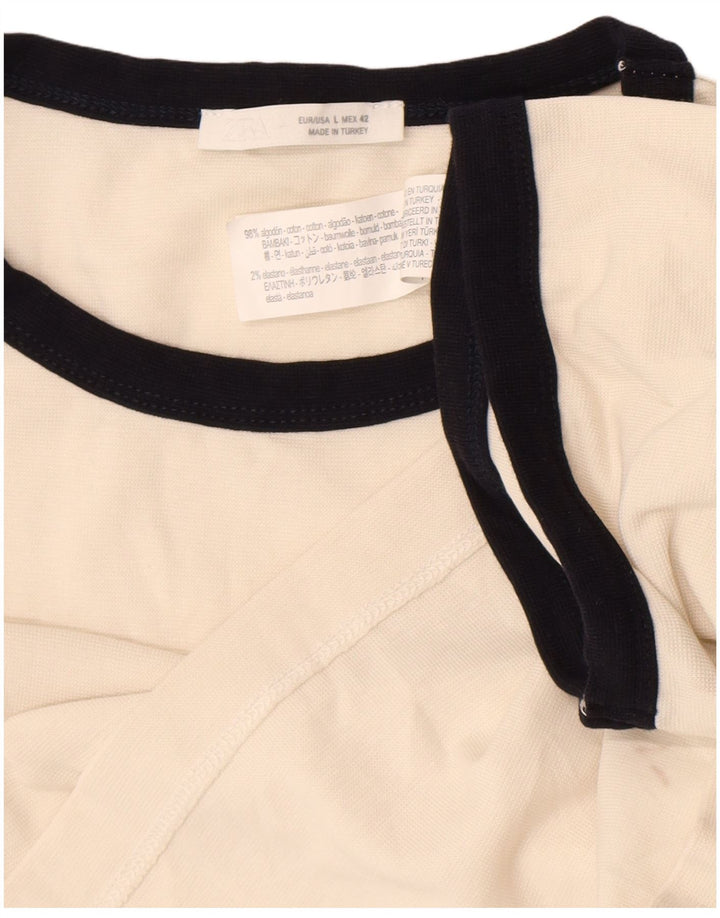 Camiseta masculina Zara Top grande de algodão branco