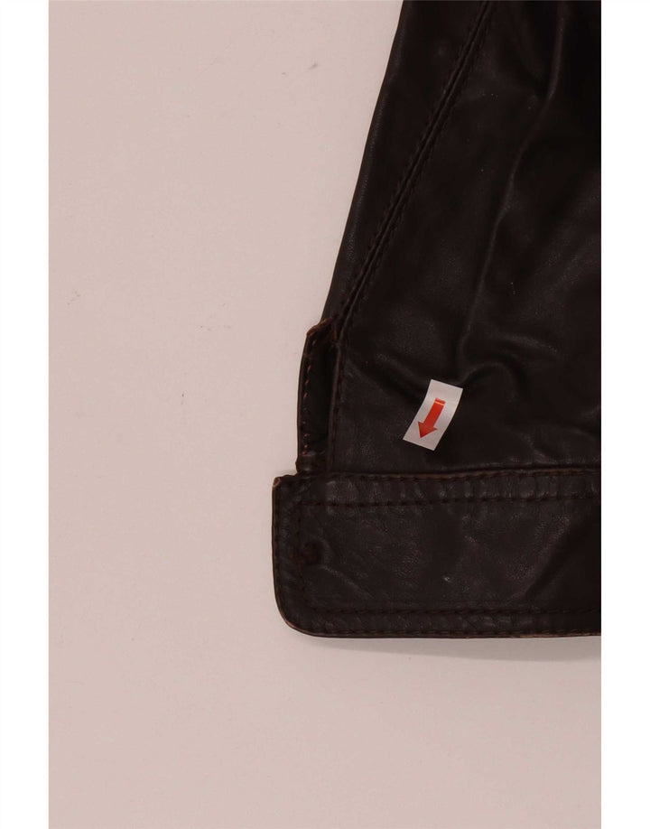 Jaqueta de couro masculina vintage UK 36 pequena marrom