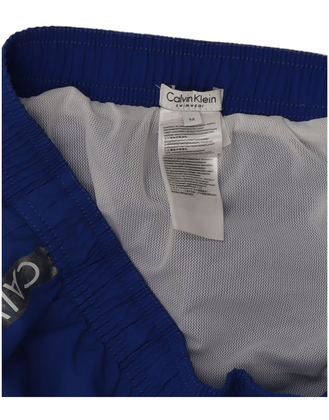 Shorts de natação masculino Calvin Klein gráfico azul médio poliéster
