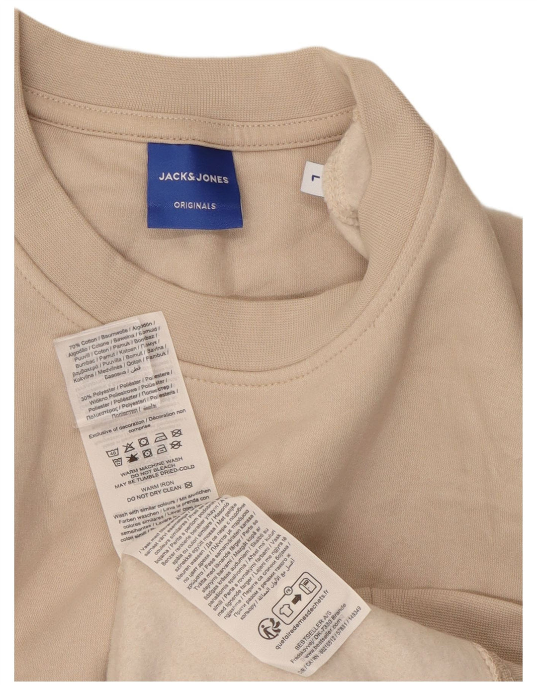 Jack & Jones moletom masculino jumper grande algodão bege