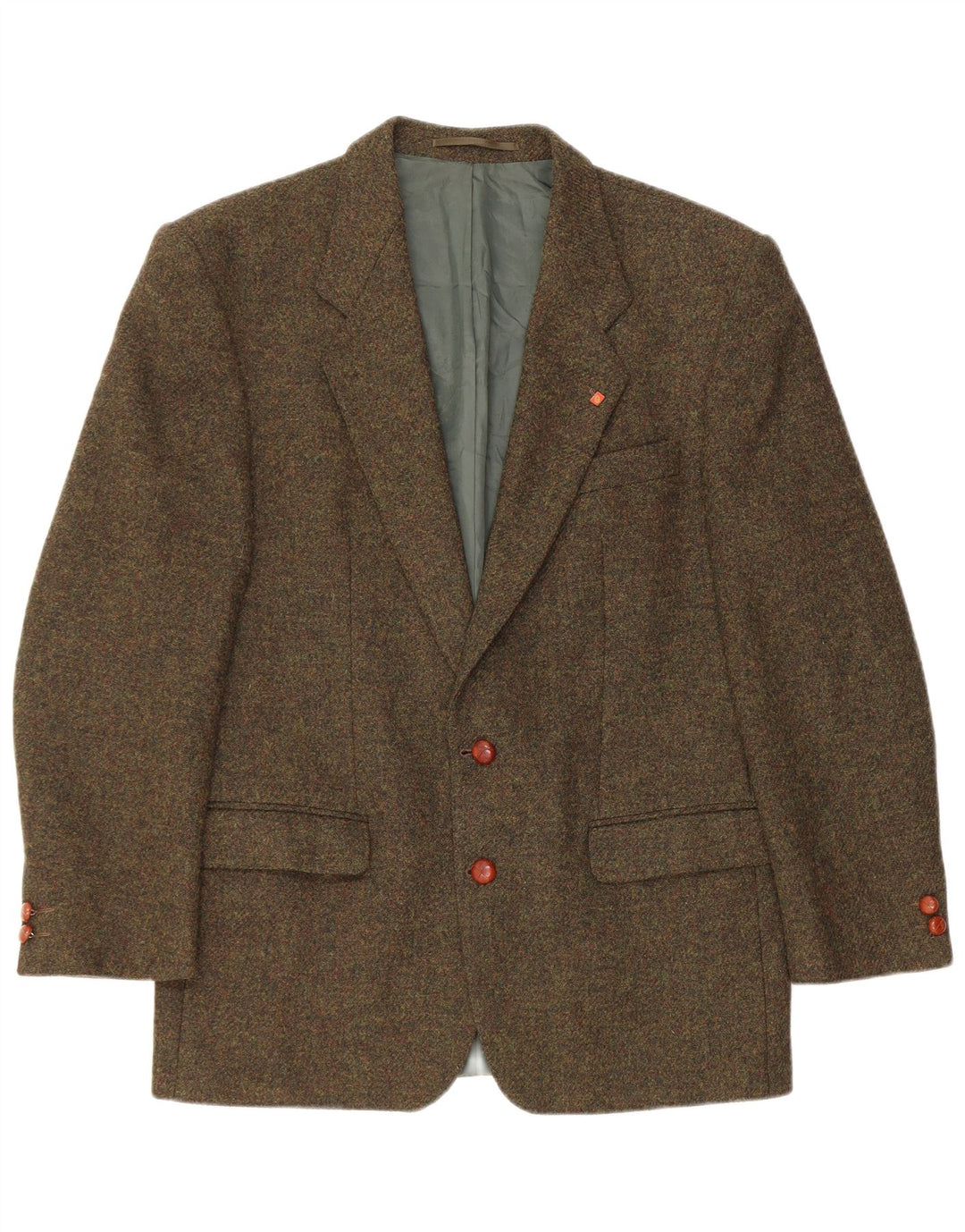 Jaqueta blazer masculina VINTAGE com 2 botões Reino Unido 38 médio cáqui salpicado