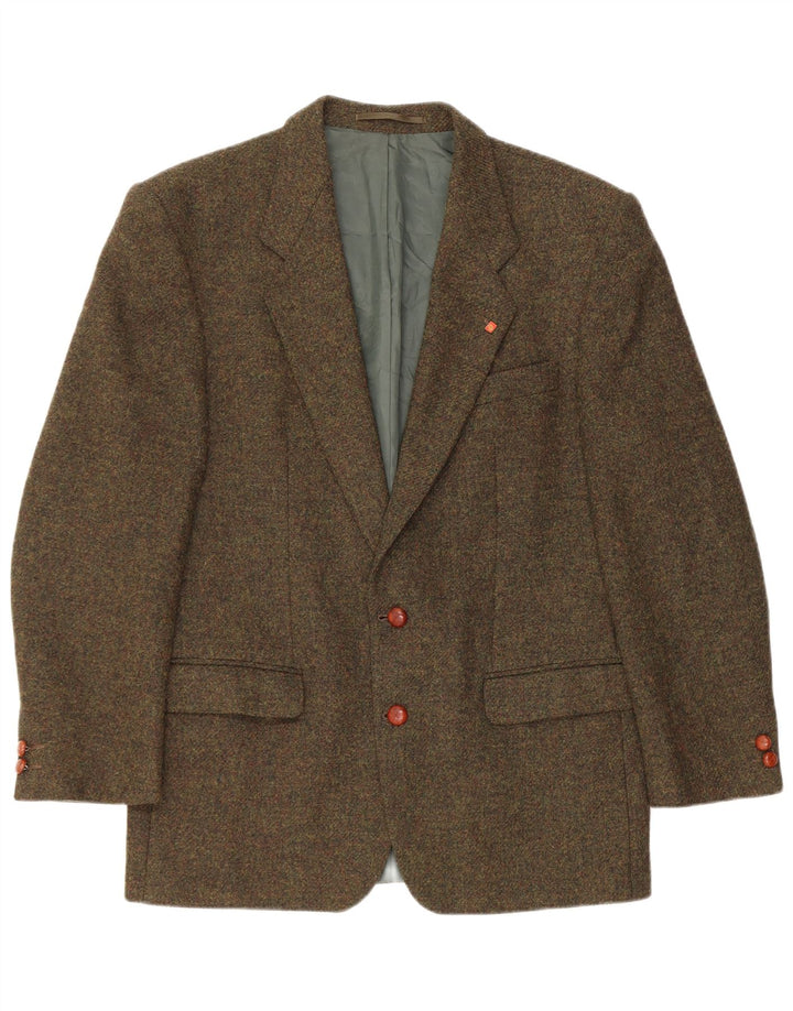 Jaqueta blazer masculina VINTAGE com 2 botões Reino Unido 38 médio cáqui salpicado