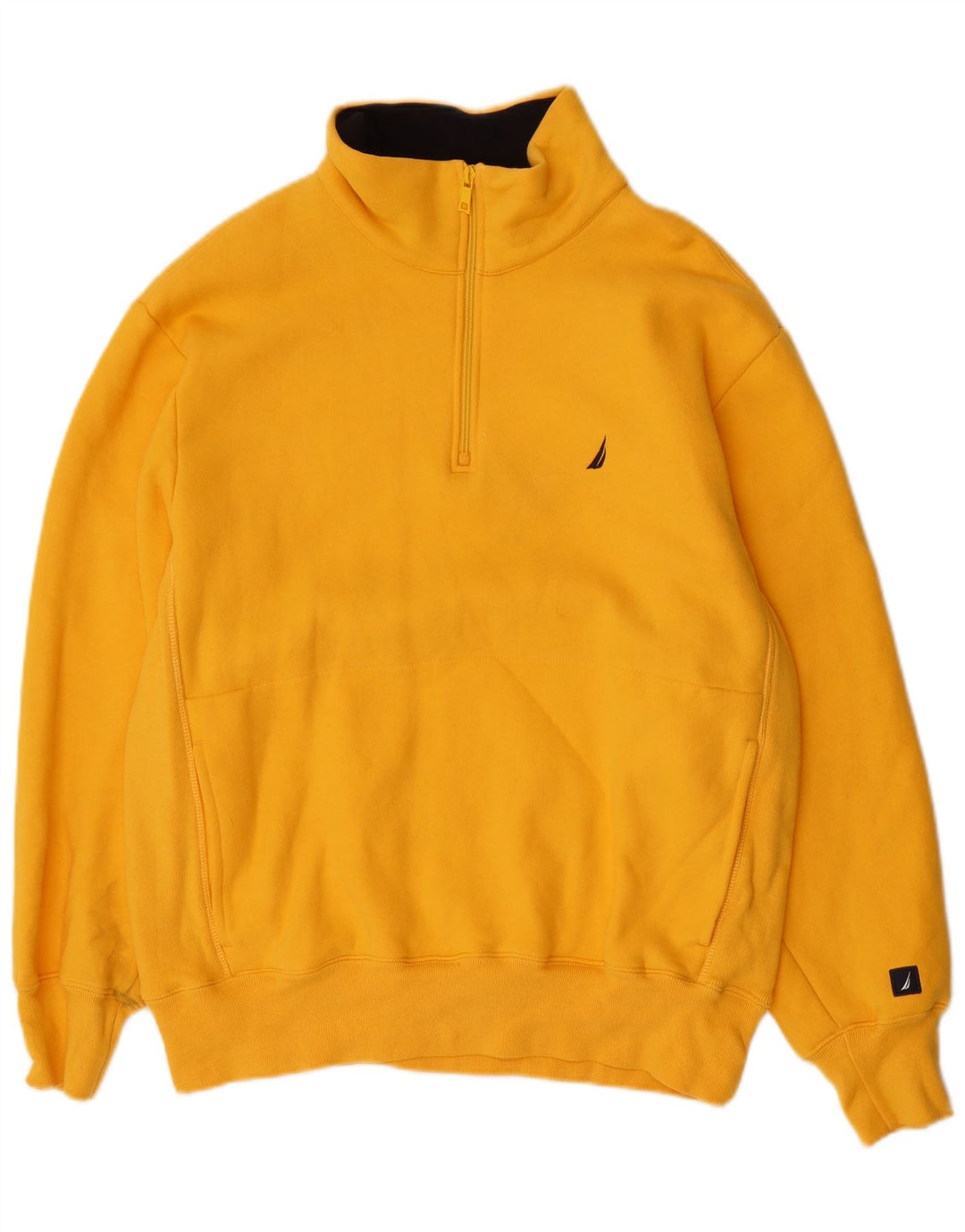 Moletom masculino NAUTICA com zíper e gola alta de algodão amarelo
