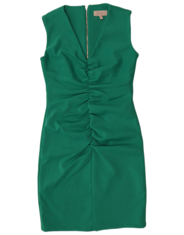 Vestido bodycon feminino sem mangas com zíper completo da Coast Reino Unido 12 poliéster verde médio