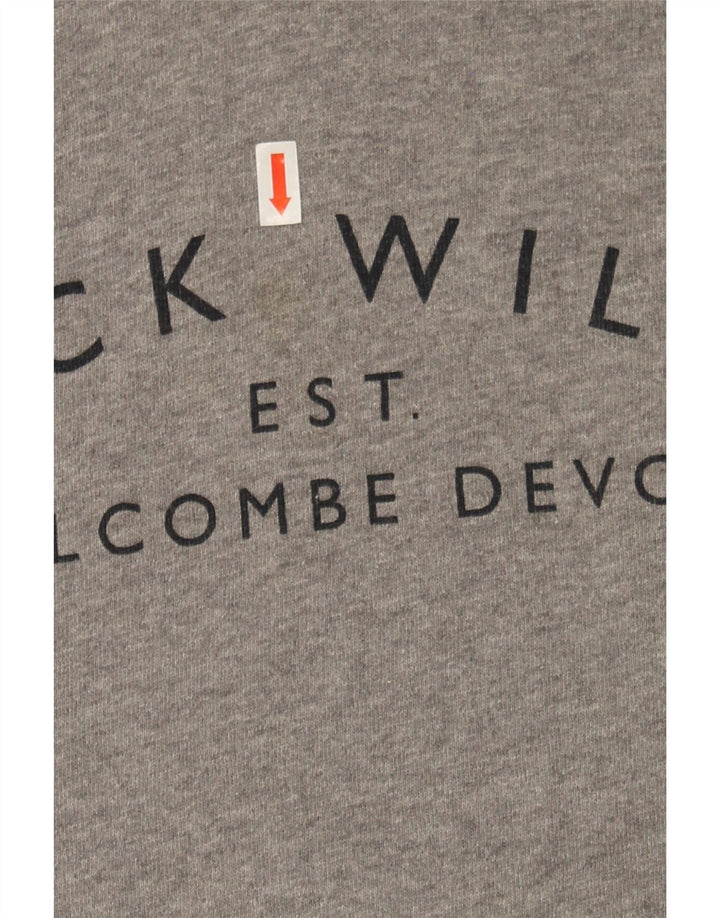 JACK WILLS Womens Graphic Hoodie Jumper UK 6 XS Grey Cotton Vintage Jack Wills and Second-Hand Jack Wills from Messina Hembry 