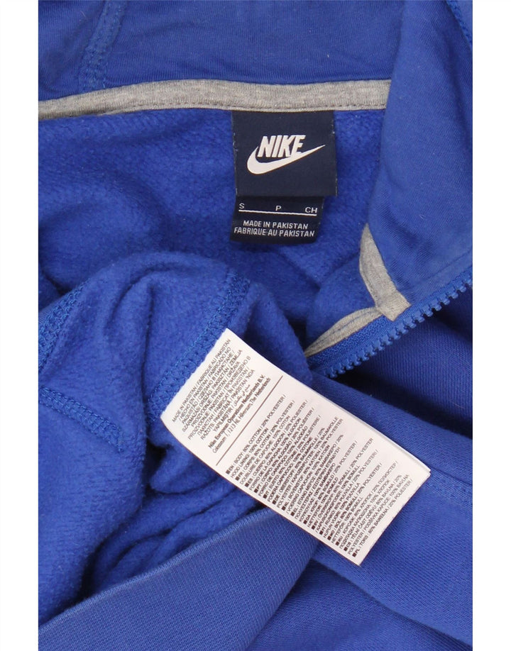 Suéter masculino NIKE com capuz e zíper pequeno azul algodão