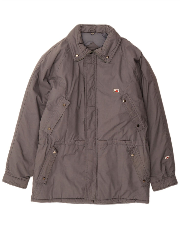 Casaco corta-vento masculino vintage UK 36 poliéster cinza pequeno
