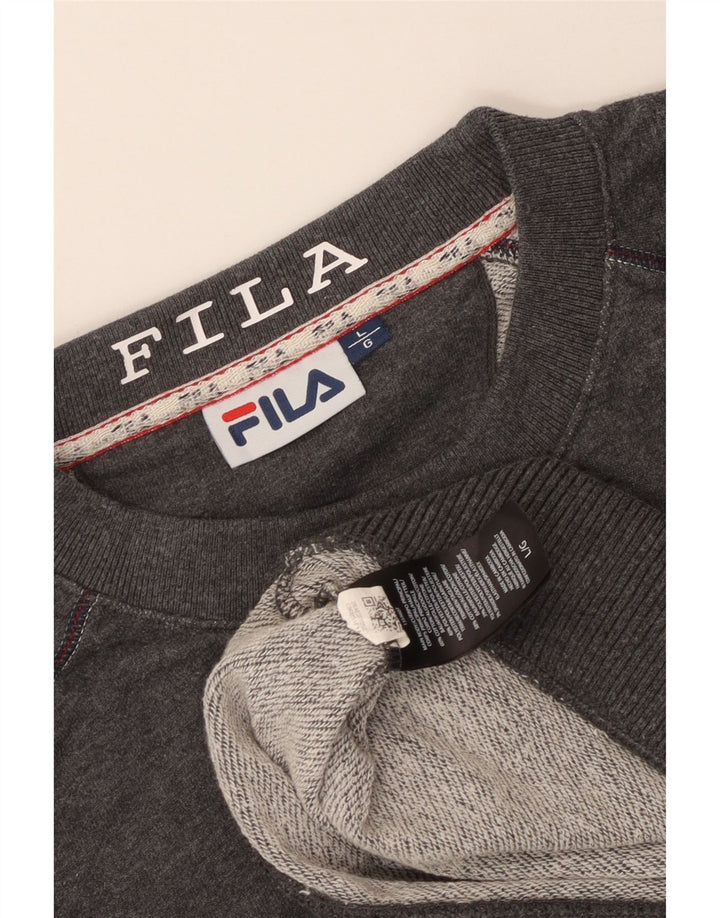 Fila moletom gráfico masculino jumper grande algodão cinza