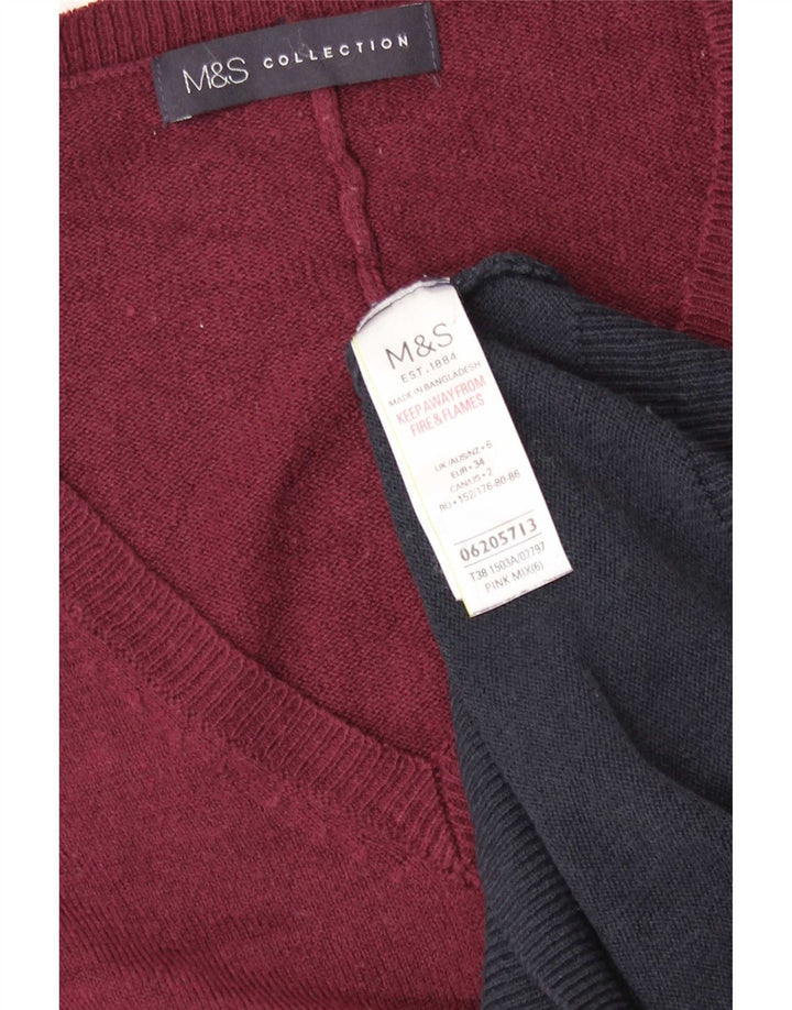 Suéter feminino Marks & Spencer com decote em V UK 6 XS multicolorido