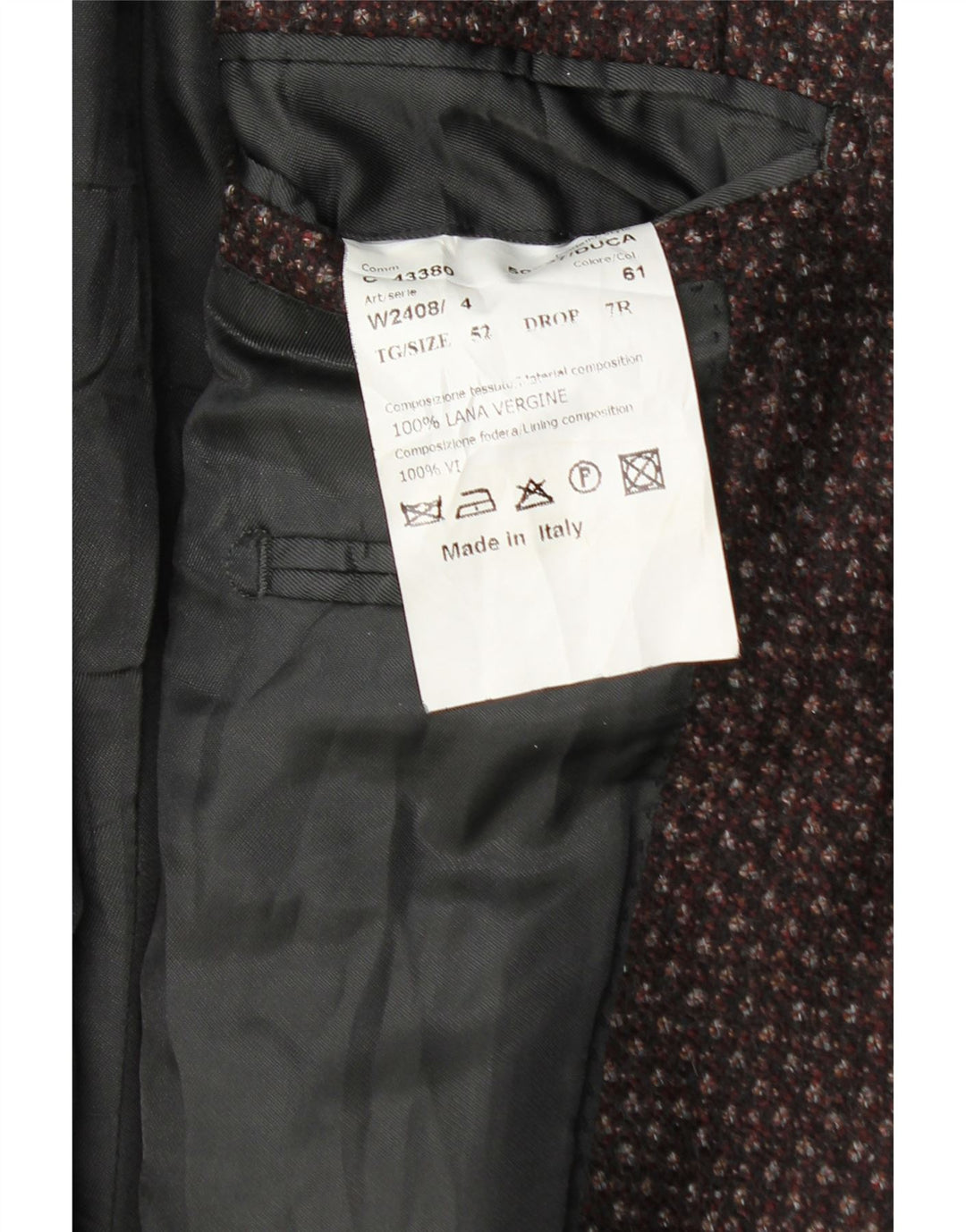 Jaqueta Blazer Masculina Al Duca D'Aosta com 3 Botões IT 52 XL Borgonha Salpicada