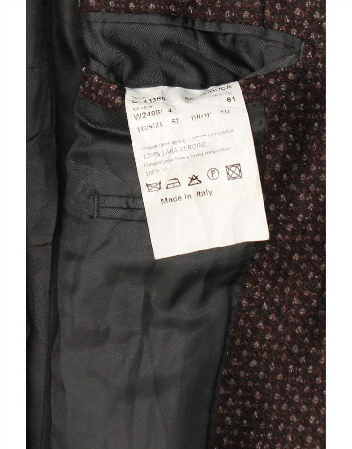 Jaqueta Blazer Masculina Al Duca D'Aosta com 3 Botões IT 52 XL Borgonha Salpicada