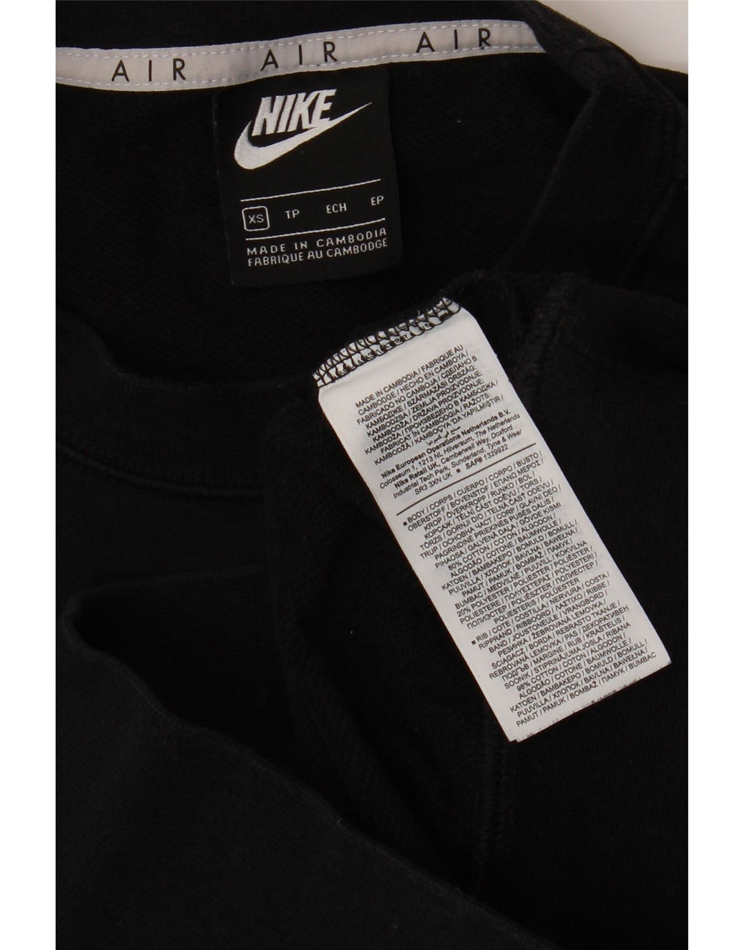 Moletom feminino Nike Crop Graphic Jumper UK 6 XS preto algodão