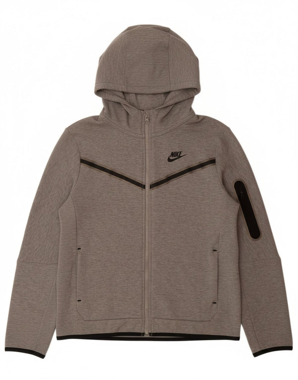 Suéter NIKE Boys Zip com capuz 12-13 anos grande cinza algodão