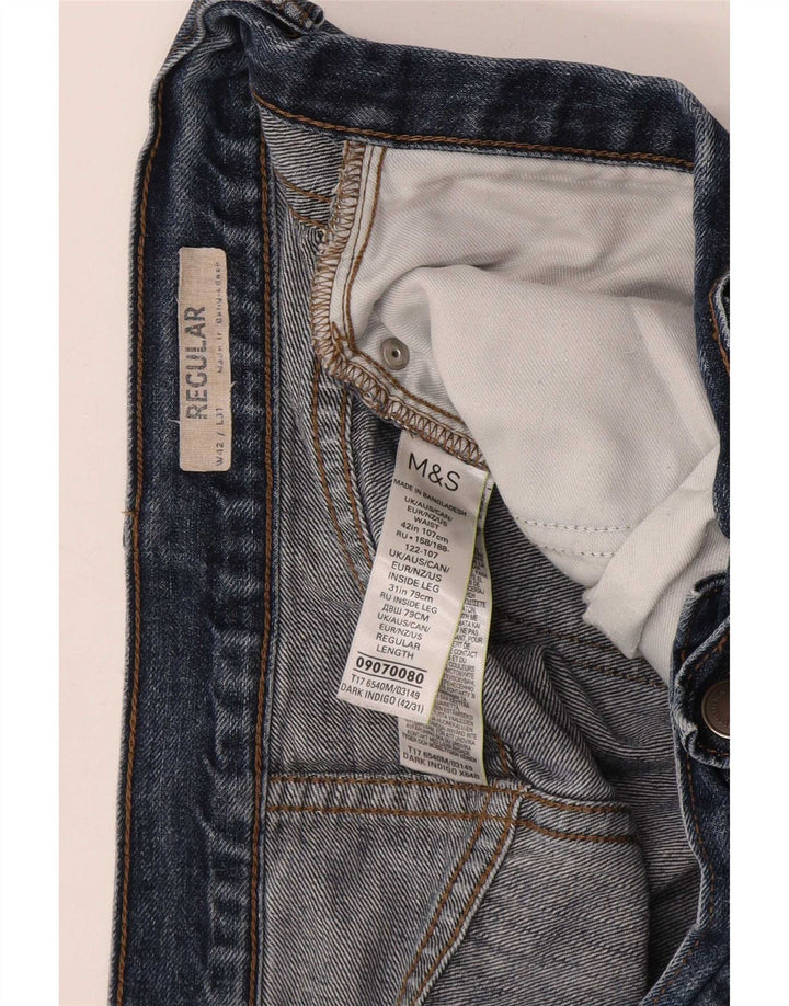 Calça jeans reta regular masculina Marks & Spencer W42 L31 algodão azul