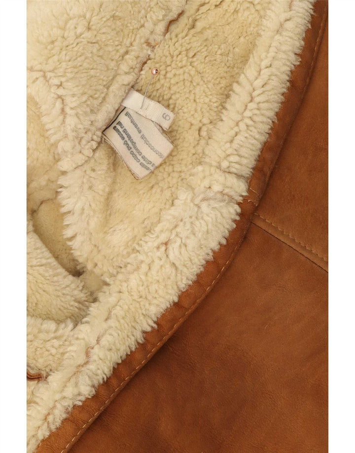 Jaqueta masculina vintage Shearling US 6 marrom médio
