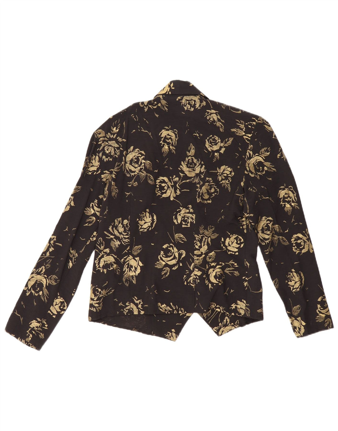 Jaqueta blazer feminina VINTAGE com peito duplo UE 36 pequena floral preta