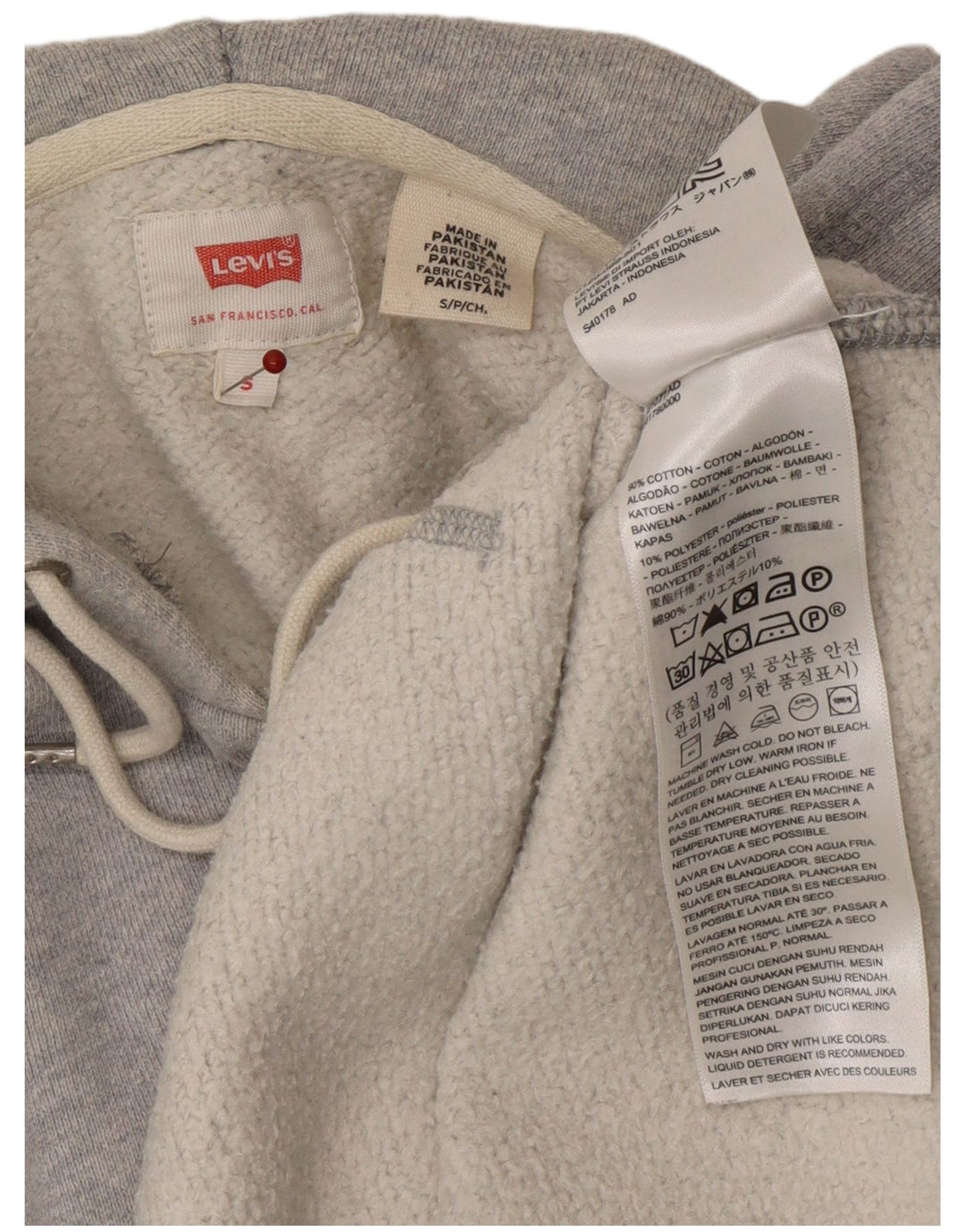 Moletom com capuz masculino LEVI'S pequeno algodão cinza