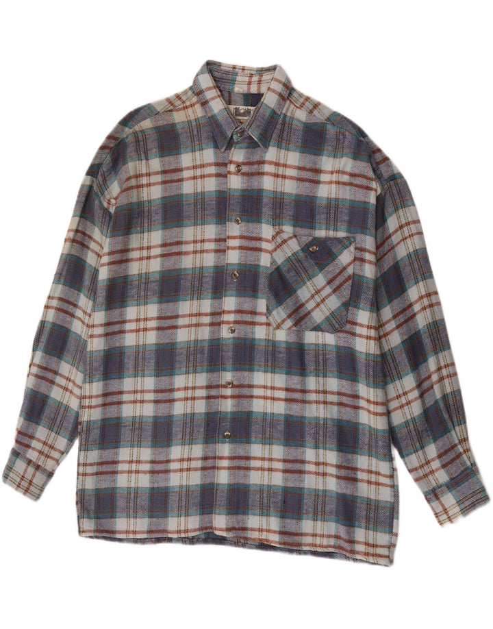 Camisa masculina de flanela Southwest tamanho 41/42 grande algodão xadrez azul