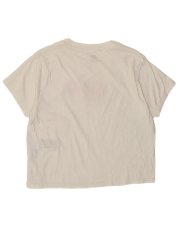 Camiseta feminina Levi's Crop Loose Fit com estampa gráfica Reino Unido 10 pequeno algodão branco