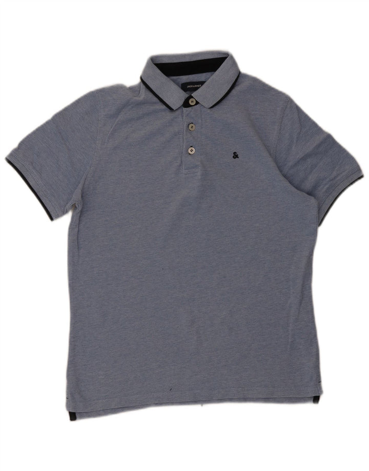 Camisa polo masculina Jack & Jones de algodão azul médio