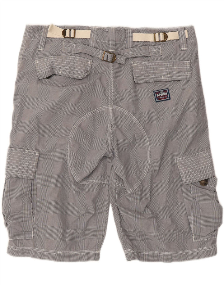 Shorts cargo masculino SUPERDRY médio W34 algodão xadrez cinza