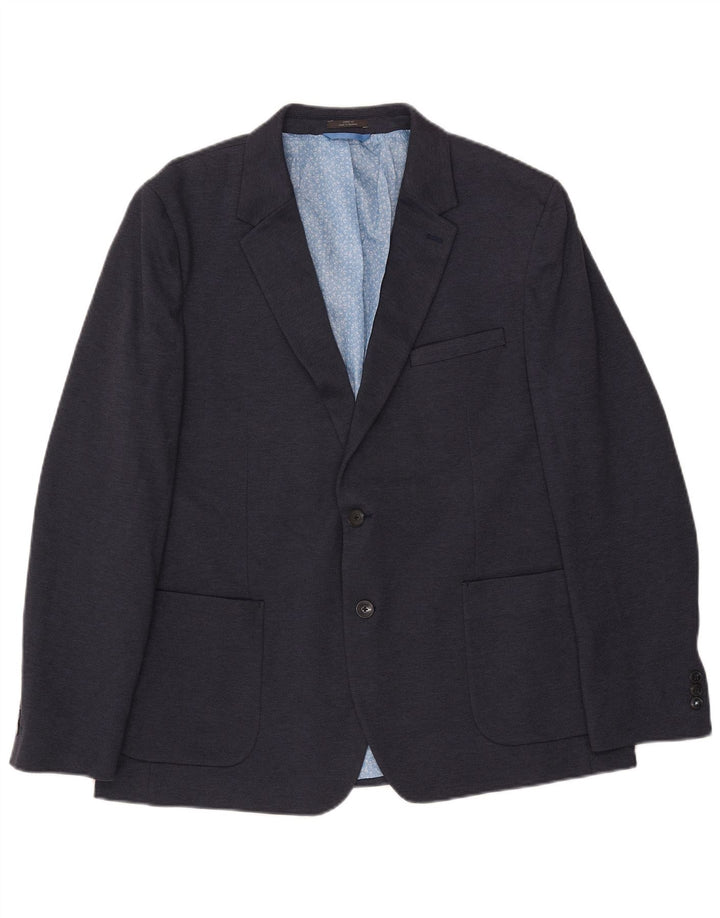 MARKS & SPENCER Jaqueta blazer masculina de 2 botões Slim Fit Reino Unido 46 XL azul marinho