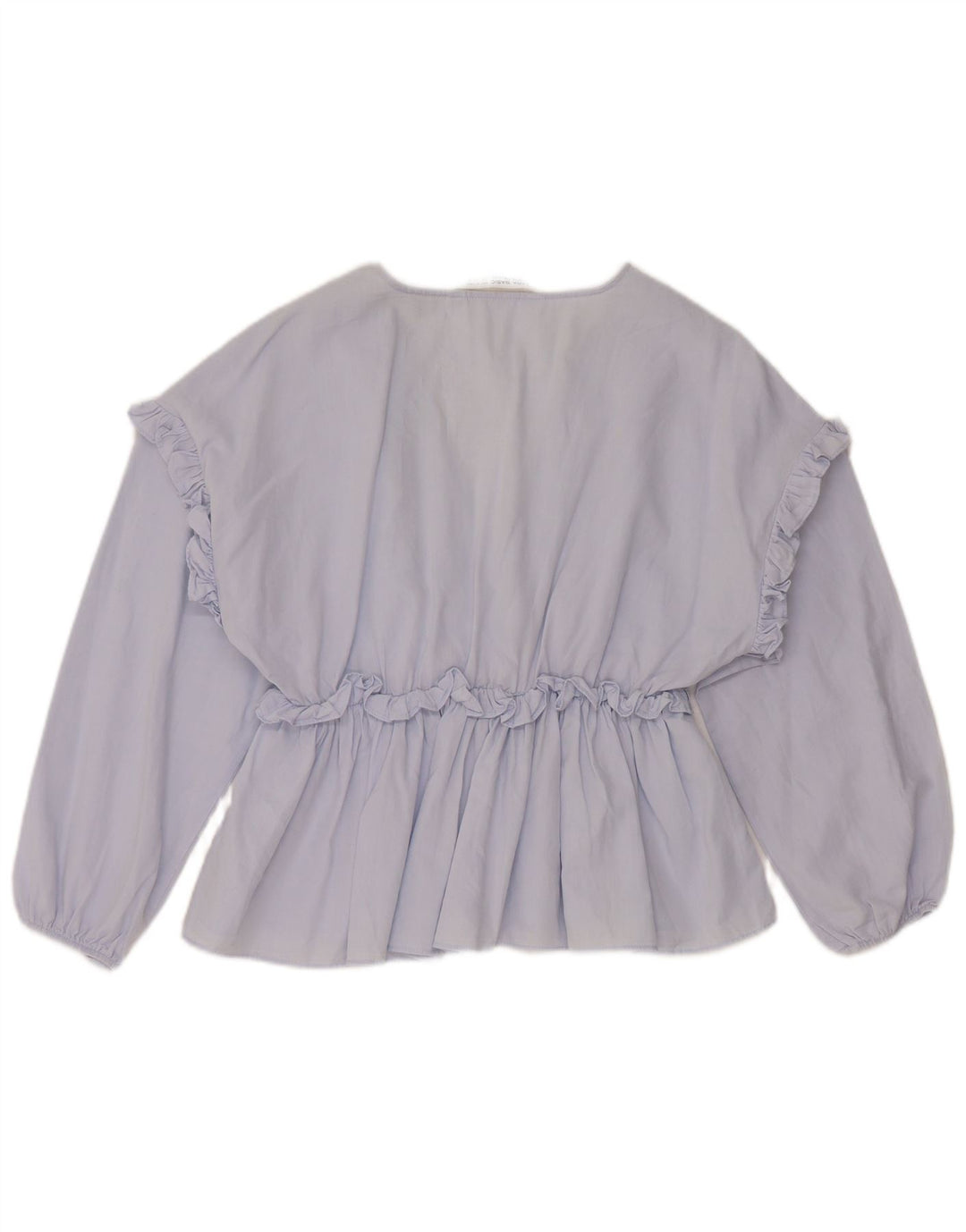 Blusa feminina de manga comprida Zara Top UK 10 algodão azul pequeno
