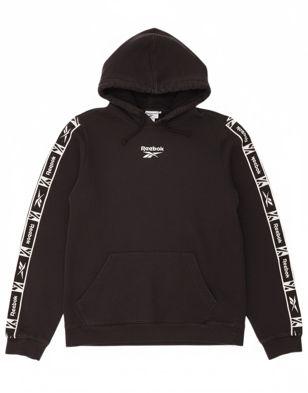 REEBOK masculino gráfico moletom com capuz pequeno algodão preto