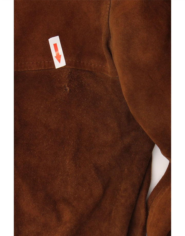 Jaqueta bomber masculina vintage de camurça UK 38 marrom médio