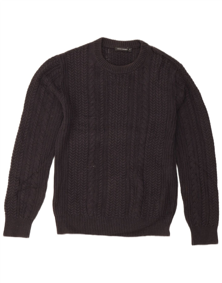 Suéter masculino com gola redonda French Connection pequeno algodão azul marinho